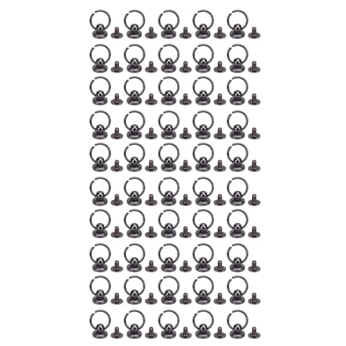50 Sets Screwback Round Head Niet mit Pull Ring Zink Legierung Nieten für Telefongehäusegürtel (Grau) von LIYJTK
