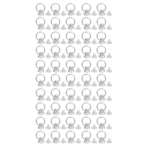 50 Sets Screwback Round Head Niet mit Pull Ring Zink Legierung Nieten für Telefongehäusegürtel (Silber) von LIYJTK