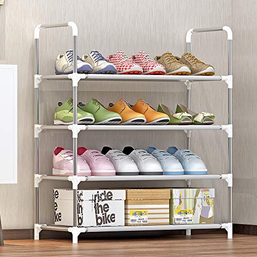 6-stufige Schuhregalschuh-Turm-Regal-Aufbewahrungsschrank stapelbare Regale halten 18 Paar Schuhe grau für Flur Schlafzimmer Wohnzimmer (4 Tier) von LIYJTK
