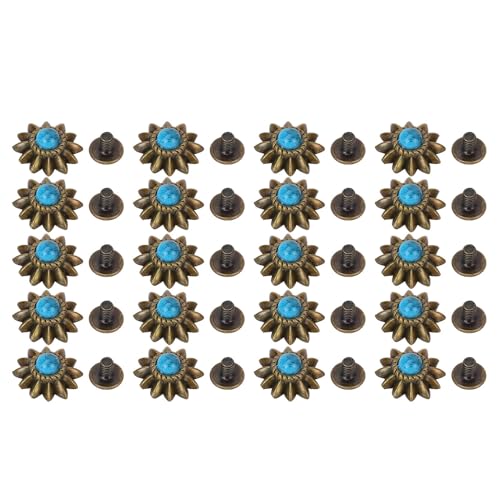 Daisy Dekorative Conchos Schnallen Vintage Western Metall Nieten Set für Leder herstellung (Blau) von LIYJTK