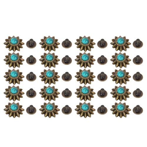 Daisy Dekorative Conchos Schnallen Vintage Western Metall Nieten Set für Leder herstellung (Grün) von LIYJTK