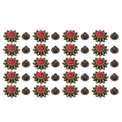 Daisy Dekorative Conchos Schnallen Vintage Western Metall Nieten Set für Leder herstellung (Rot) von LIYJTK