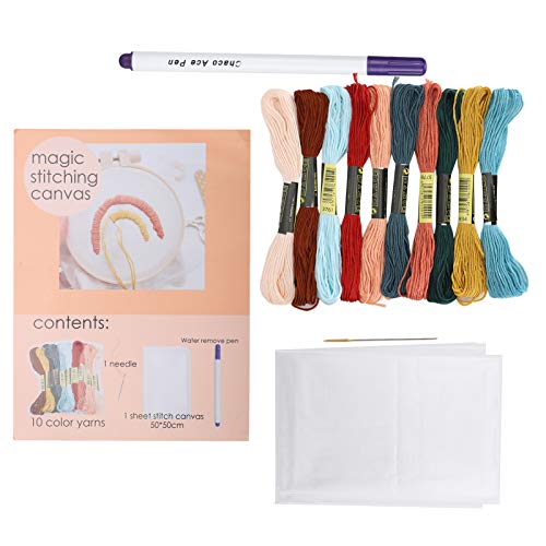EMBROIDERY THREAD CROSS STITCH KIT WASSER LÖSLICHE NADEL SET für ANFÄNGER von LIYJTK