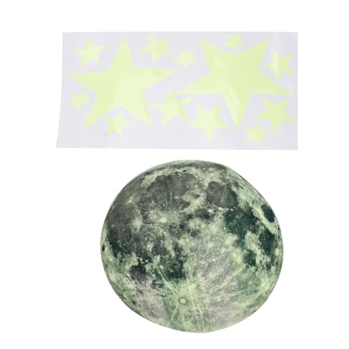 Glow Moon Stars Wandaufkleber Dekorative selbstklebende Mondsterne Aufkleber Kosmische Decke Set für Kinderzimmer von LIYJTK