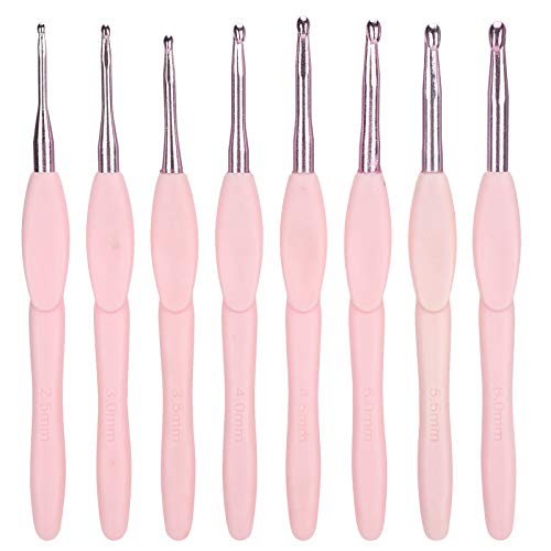 Häkeln Haken -Set Ergonomische Aluminium TPR Pink Griff Strickpullover Nadel 8pcs Häkeln Haken -Set Ergonomische Aluminium TPR Pink Griff Strickpullover Nadel 8pcs von LIYJTK
