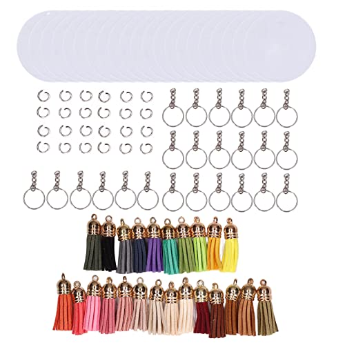 Klarer Acryl -Schlüsselbund -Blanks DIY Transparent Circle Dekorative glänzende Kanten Kit für Projekte Klarer Acryl -Schlüsselbund -Blanks DIY Transparent Circle Dekorative glänzende Kanten Kit für Projekte von LIYJTK
