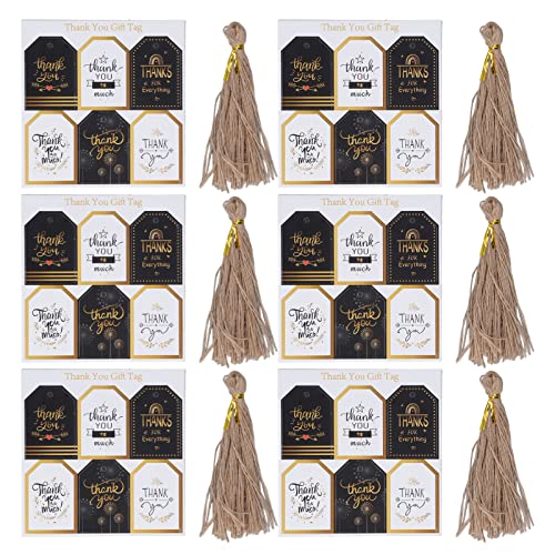 LIYJTK 144pcs Geschenkkarten Vielen Dank an dicke dauerhafte Geschenke Wickelkarten mit Hanfseil von LIYJTK