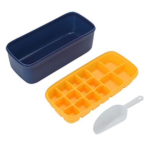 LIYJTK Eiswürfel -Tablett Büro Haus Weich wiederverwendbares Silikon -Eiswürfel Schimmel große Kapazität Eismaschine mit Deckeleisschaufel (Eisgitter-Set-Box-Green) (Eisgitter-Set-Box-Yellow) von LIYJTK