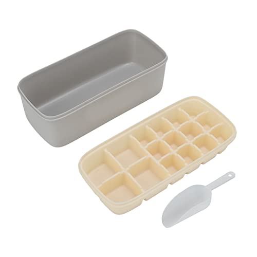 LIYJTK Eiswürfel -Tablett Büro Haus Weich wiederverwendbares Silikon -Eiswürfel Schimmel große Kapazität Eismaschine mit Deckeleisschaufel (Eisgitter-Set-Box-Green) (Eisgitter-Set-Box-Yellow) von LIYJTK
