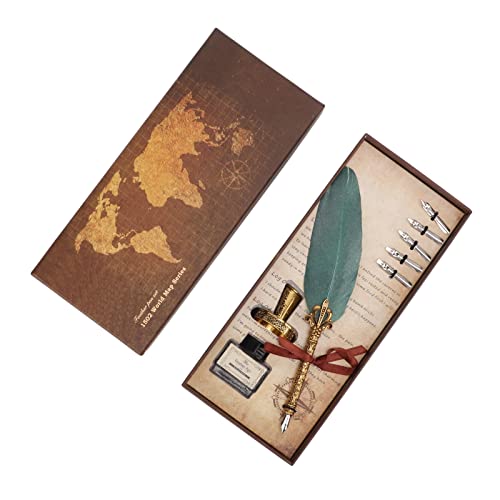 LIYJTK Federstift Set Langlebige elegante Schreiben Schreiben Schreibkasten Lehrerliebhaber (SP172036 Goldkopf schmutziges Pulver) (SP172043 Perlige dunkelgrün) von LIYJTK