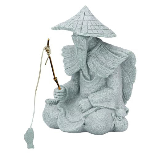 LIYJTK Fisherman Statue Green Sandstein Glücksmann Alte Mann Figur Wohlstand Wohlstandskabinett Wohnzimmer Bürodekoration Dekoration von LIYJTK