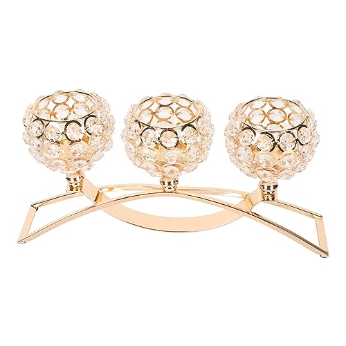 LIYJTK Kristall Kerzenhalter 3 Köpfe Wind dicht Gold Kerzenhalter für Hochzeit Esszimmer LIYJTK Kristall Kerzenhalter 3 Köpfe Wind dicht Gold Kerzenhalter für Hochzeit Esszimmer von LIYJTK
