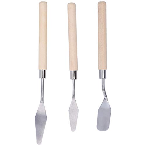 LIYJTK Palettenmesser-Set, Edelstahl, Kunstwerkzeuge für Ölgemälde, Holzgriff, Zeichnung, 3-teilig von LIYJTK