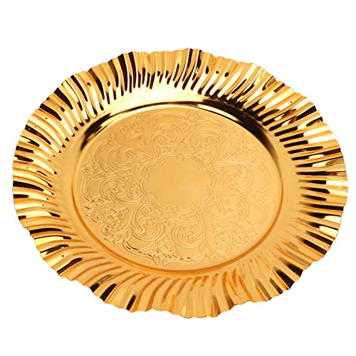 LIYJTK Runde Gold Servierschale Edelstahlwellenform Obstschale für Partys Hochzeitshäuserdekoration LIYJTK Runde Gold Servierschale Edelstahlwellenform Obstschale für Partys Hochzeitshäuserdekoration von LIYJTK