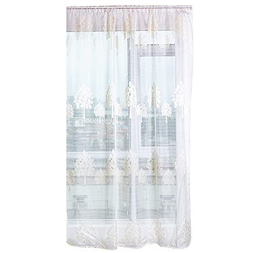 LIYJTK Super weiche bloße Voile Baumform Fenster Vorhänge grau Beige Pink für Wohnzimmer Schlafzimmeration (Beige) von LIYJTK