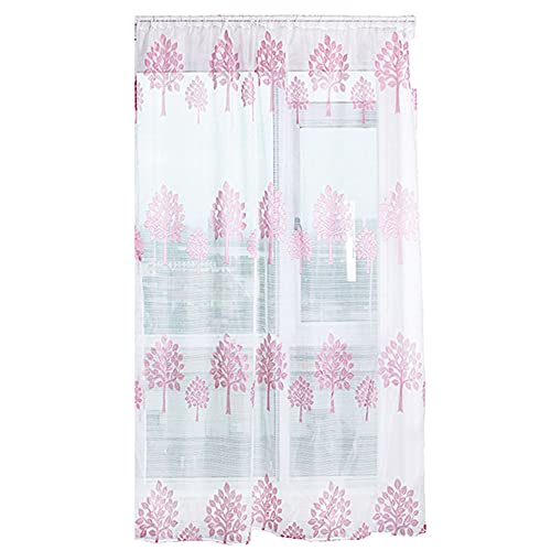 LIYJTK Super weiche bloße Voile Baumform Fenster Vorhänge grau Beige Pink für Wohnzimmer Schlafzimmeration (Rosa) von LIYJTK