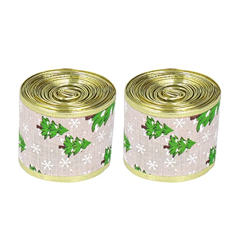 LIYJTK Weihnachtsband Fadeless Polyester Metallkante Einfache klassische strukturierte Kabel -Weihnachtsländer von LIYJTK
