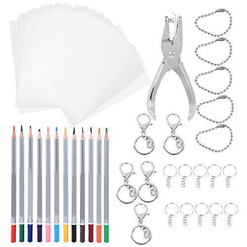 LIYJTK schrumpfbarer Filmset 12 Farben Bleistifte Loch Puncher DIY Keychain Broschen Material für DIY -Enthusiasten LIYJTK schrumpfbarer Filmset 12 Farben Bleistifte Loch Puncher DIY Keychain Broschen Material für DIY -Enthusiasten von LIYJTK