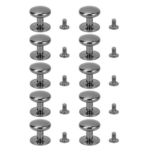 Runde Kopfknopf Nieten 18 mm Durchmesser Screwback Nieten mit 8 mm Schrauben Metallkonstruktion glatt (Silberschwarz) von LIYJTK