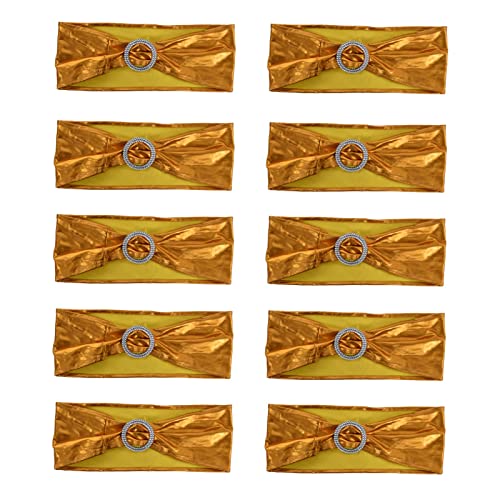 Stuhlabdeckbänder 10pcs Elastische Stretch -Flügel Bögen Hochzeits Bankett Hotel Dekoration (Gold) von LIYJTK