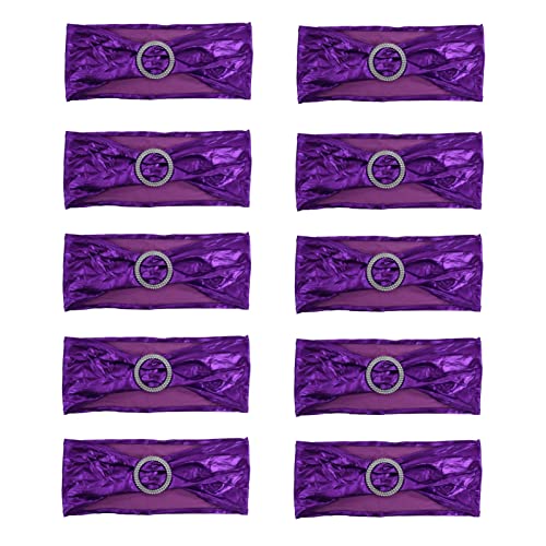 Stuhldeckbänder elastische Stretchflügel Bögen Hochzeit Bankett Hotel Dekoration 10pcs (Lila) von LIYJTK