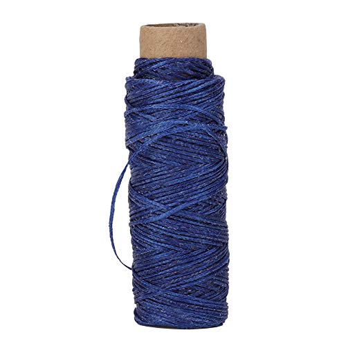 Wacher flacher Faden stark und langlebig für Lederhandwerksschuh Reparaturhandschneider 50m (Blau) von LIYJTK