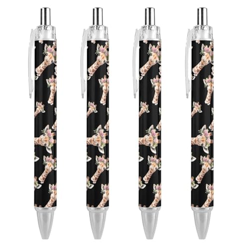 LIYvde Aquarell-Kugelschreiber, Giraffe mit Blumen, glattes Schreiben, Gelschreiber, 0,5 mm, feine schwarze Tinte, Bürobedarf, 4 Stück LIYvde Aquarell-Kugelschreiber, Giraffe mit Blumen, glattes Schreiben, Gelschreiber, 0,5 mm, feine schwarze Tinte, Bürobedarf, 4 Stück von LIYvde