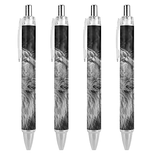 LIYvde Art Lion Head Kugelschreiber, einziehbarer Stift, Arbeitsstifte, Rollkugelschreiber für Büro, Zuhause, 4 Stück von LIYvde