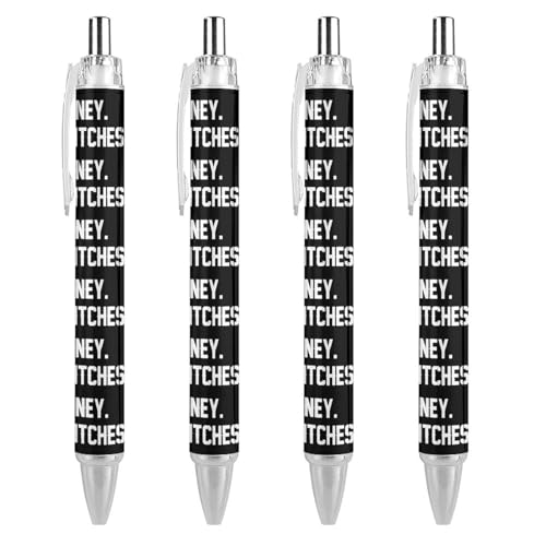 LIYvde Bitches Get Money Kugelschreiber, lustig, gemustert, einziehbar, schwarz, runder Schaft, feine Spitze, 0,5 mm, 1 Stück von LIYvde