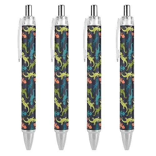 LIYvde Bunte Eidechsen Geckos Kugelschreiber, einziehbarer Stift, Arbeitsstifte, Rollkugelschreiber für Büro, Zuhause, 4 Stück LIYvde Bunte Eidechsen Geckos Kugelschreiber, einziehbarer Stift, Arbeitsstifte, Rollkugelschreiber für Büro, Zuhause, 4 Stück von LIYvde