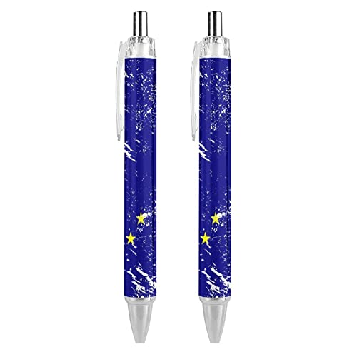 LIYvde Druckkugelschreiber Alaska Staatsflagge, schwarze Tinte, Kugelschreiber, Arbeitsstift für Männer und Frauen, 2 Stück von LIYvde