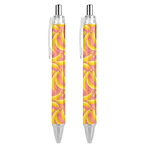 LIYvde Druckkugelschreiber mit Bananenmotiv und Fruchtmuster, schwarze Tinte, Kugelschreiber, Geschenke für Studenten, Büro, Schreibwaren, 2 Stück von LIYvde