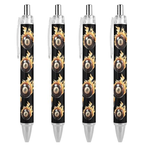 LIYvde Flaming Billard-Kugelschreiber, einziehbar, 0,5 mm, für Damen und Herren, Büro, 4 Stück LIYvde Flaming Billard-Kugelschreiber, einziehbar, 0,5 mm, für Damen und Herren, Büro, 4 Stück von LIYvde