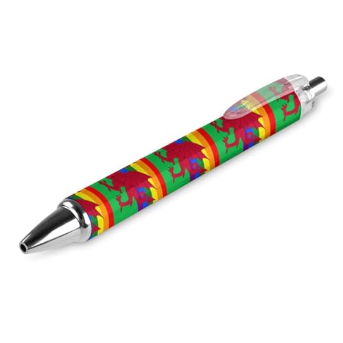 LIYvde Gay Pride Kugelschreiber Flagge von Wales, lustig, gemustert, einziehbar, schwarz, runder Schaft, feine Spitze, 0,5 mm, 1 Stück von LIYvde