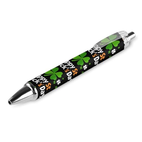 LIYvde Happy St Patricks Day Kugelschreiber, lustig, gemustert, einziehbar, schwarz, runder Schaft, feine Spitze, 0,5 mm, 1 Stück von LIYvde