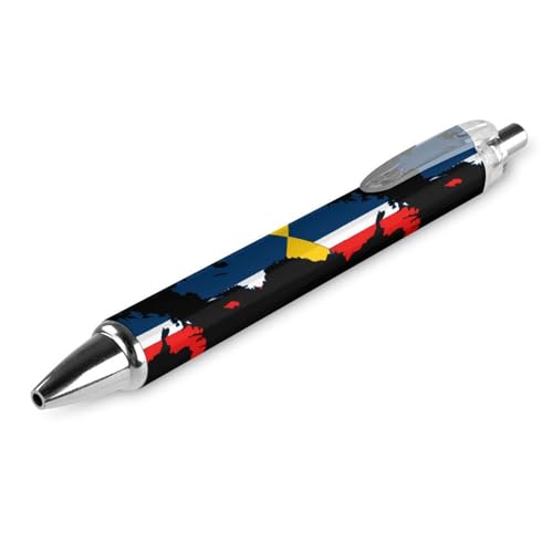 LIYvde Kugelschreiber, Motiv: Flagge von Schweden, Norwegen, lustig, gemustert, einziehbar, schwarz, runder Schaft, feine Spitze, 0,5 mm, 1 Stück von LIYvde