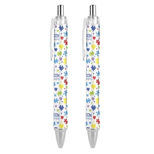 LIYvde Kugelschreiber für Autismus-Bewusstsein, einziehbarer Kugelschreiber, Bürobedarf, Geschenke für Damen und Herren, 2 Stück LIYvde Kugelschreiber für Autismus-Bewusstsein, einziehbarer Kugelschreiber, Bürobedarf, Geschenke für Damen und Herren, 2 Stück von LIYvde