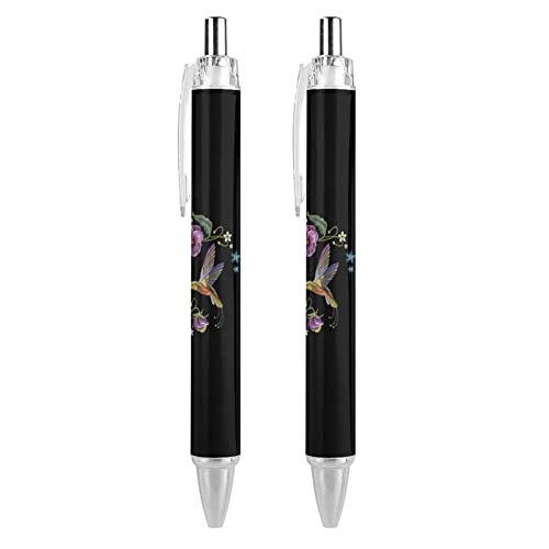 LIYvde Kugelschreiber mit Blumen, Kolibris, einziehbar, für Männer und Frauen, Büro, Geschenk, 2 Stück von LIYvde