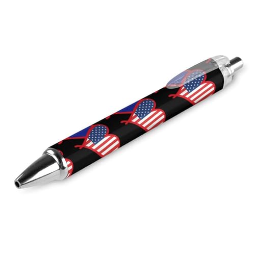 LIYvde Kugelschreiber mit Haiti-Flagge und amerikanischer Flagge, lustig, gemustert, einziehbar, schwarz, runder Schaft, feine Spitze, 0,5 mm, 1 Stück LIYvde Kugelschreiber mit Haiti-Flagge und amerikanischer Flagge, lustig, gemustert, einziehbar, schwarz, runder Schaft, feine Spitze, 0,5 mm, 1 Stück von LIYvde