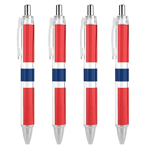 LIYvde Kugelschreiber mit Norwegen-Flagge, einziehbarer Stift, Arbeitsstifte, Rollkugelschreiber für Büro, Zuhause, 4 Stück LIYvde Kugelschreiber mit Norwegen-Flagge, einziehbarer Stift, Arbeitsstifte, Rollkugelschreiber für Büro, Zuhause, 4 Stück von LIYvde