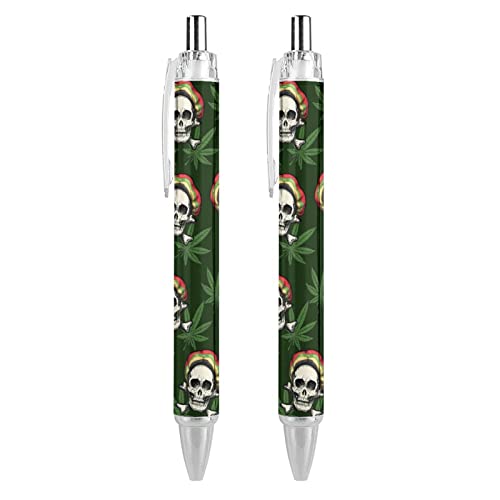 LIYvde Kugelschreiber mit Totenkopf-Motiv, einziehbar, schwarze Tinte, Kugelschreiber, Arbeitsstift für Männer und Frauen, 2 Stück von LIYvde