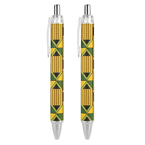 LIYvde Kugelschreiber mit afrikanischem Kente-Druck, einziehbarer Stift, Arbeitsstifte, Rollkugelschreiber für Büro, Zuhause, 2 Stück LIYvde Kugelschreiber mit afrikanischem Kente-Druck, einziehbarer Stift, Arbeitsstifte, Rollkugelschreiber für Büro, Zuhause, 2 Stück von LIYvde