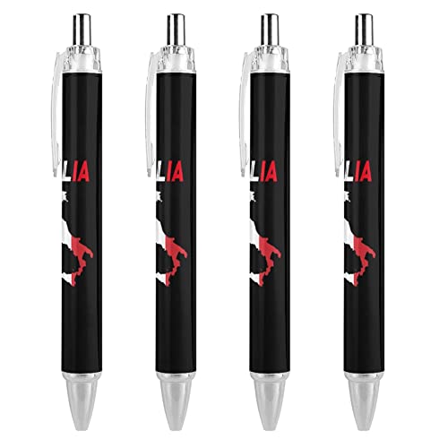 LIYvde Kugelschreiber mit italienischer Flagge, schwarze Tinte, glattes Schreiben, Kugelschreiber für Büro, Schule, 4 Stück von LIYvde
