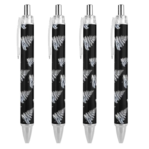 LIYvde Kugelschreiber mit schneebedecktem Kiefernbaum, glattes Schreiben, Gelschreiber, 0,5 mm, feine schwarze Tinte, Bürobedarf, 4 Stück von LIYvde