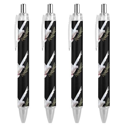 LIYvde Kugelschreiber mit weißer Taube mit Olivenzweig, lustig, gemustert, einziehbar, schwarz, runder Schaft, feine Spitze, 0,5 mm, 1 Stück LIYvde Kugelschreiber mit weißer Taube mit Olivenzweig, lustig, gemustert, einziehbar, schwarz, runder Schaft, feine Spitze, 0,5 mm, 1 Stück von LIYvde