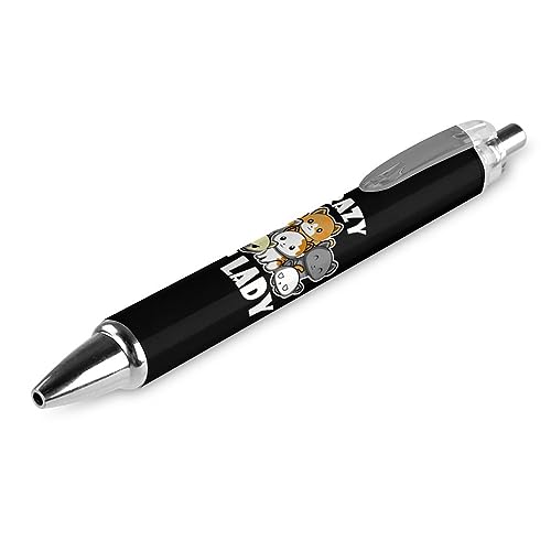 LIYvde Lustige Crazy Cats Lady Kugelschreiber, einziehbarer Stift, Arbeitsstifte, Rollkugelschreiber für Büro, Zuhause, 1 Stück von LIYvde