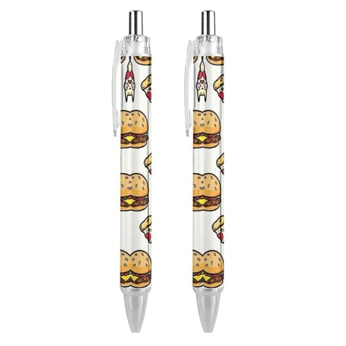 LIYvde Lustige Hamburger und Pizza-Kugelschreiber, einziehbarer Kugelschreiber, 0,5 mm, für Damen und Herren, Büro, 2 Stück von LIYvde