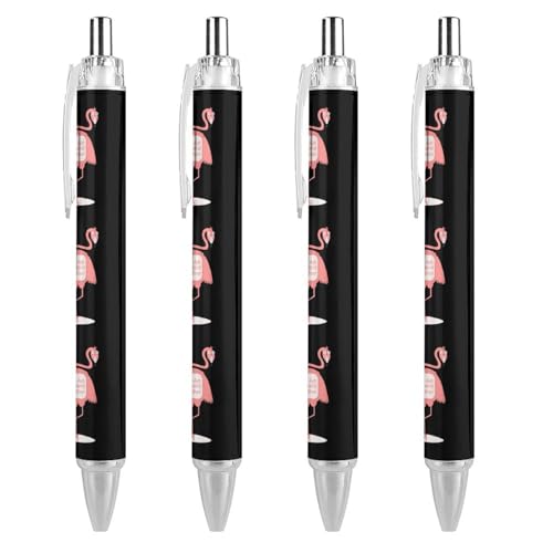 LIYvde Lustiger Flamingo-Kugelschreiber, einziehbarer Kugelschreiber, 0,5 mm, für Damen und Herren, Büro, 4 Stück von LIYvde