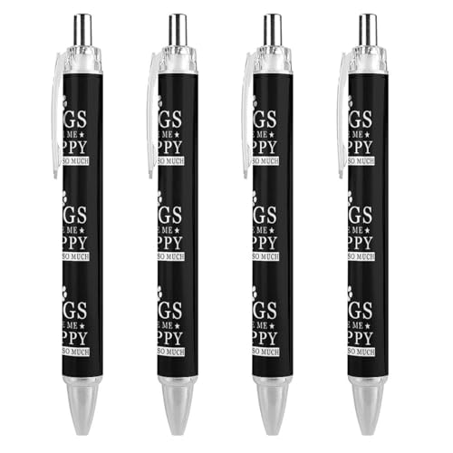 LIYvde Lustiger Kugelschreiber mit Aufschrift "Dogs Make Me Happy YouSo Much", einziehbarer Kugelschreiber, 0,5 mm, für Damen und Herren, Büro, 4 Stück LIYvde Lustiger Kugelschreiber mit Aufschrift "Dogs Make Me Happy YouSo Much", einziehbarer Kugelschreiber, 0,5 mm, für Damen und Herren, Büro, 4 Stück von LIYvde