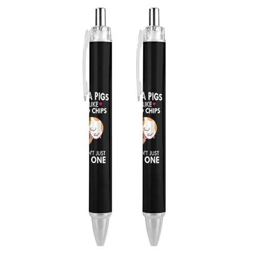 LIYvde Lustiger Kugelschreiber mit Meerschweinchen-ähnlichen Chips, einziehbarer Kugelschreiber, 0,5 mm, für Damen und Herren, Büro, 2 Stück von LIYvde